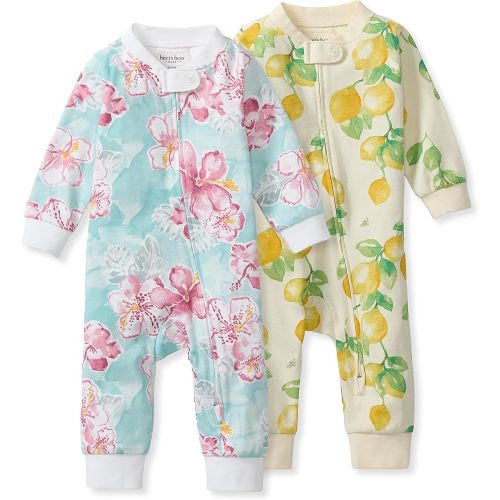 Burt's Bees Baby Girls' Organic Cotton Sleep and Play Footed Pajamas