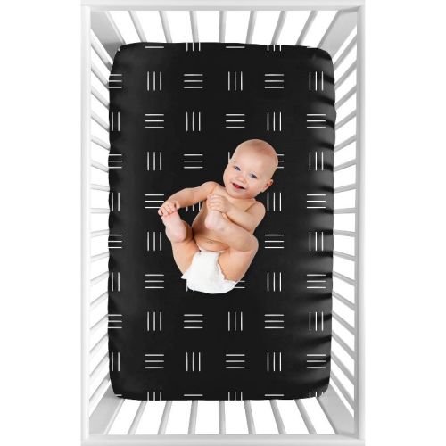 Sweet Jojo Designs Boy or Girl Gender Neutral Unisex Baby Fitted Mini Crib Sheet Boho Hatch Black and White