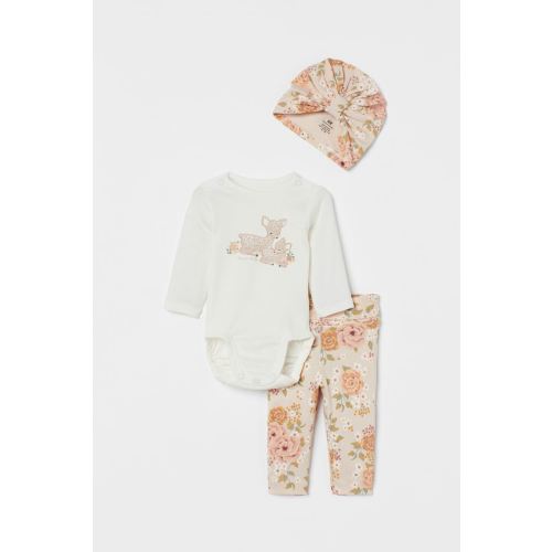 3-piece Cotton Set - White/deer - Kids | H&M US