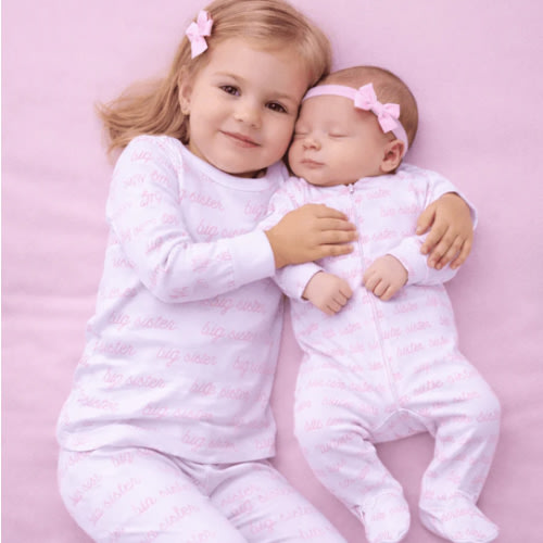 Magnolia Baby Girl Little Sister Printed Footie