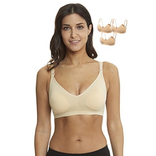 HOFISH Maternity Nursing Bras for Breastfeeding, 3 Pack Pregnancy Deep V Neck Wireless Bra with Extenders & Clips