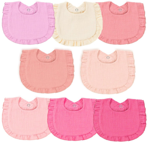 Baby Muslin Bibs, Bandana Drool Bib for Girls, Adjustable 100% Cotton Soft Baby Bibs for Drooling and Teething Organic Solid Colors Lap-Shoulder