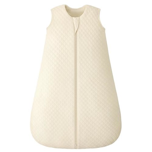 Baby Sleep Sack 6-12 Months 2.5 TOG, Winter Cotton Sleeping Sack Newborn and Infant, Warm Quilted Baby Wearable Blanket, Sleeping Bag with 2-Way Zipper Beige 1 Pack