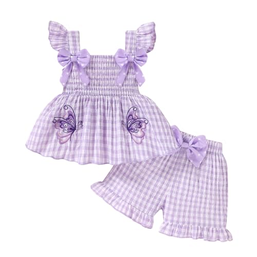 YOUNGER TREE Toddler Girl Clothes Baby Girls Ruffle Sleeveless Bowknot Dress Tops Shorts Set Cute Summer Kids Outfits