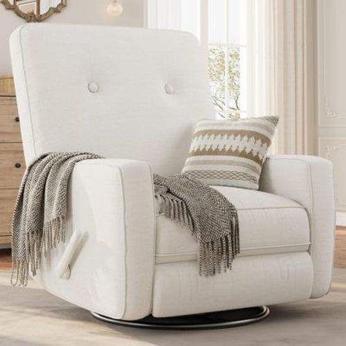 360° Swivel Glider Chair for Nursery, Rocking Chair Nursing Chair, 90°-150° Tilt Angle, Corduroy Glider with High Back for Living Room