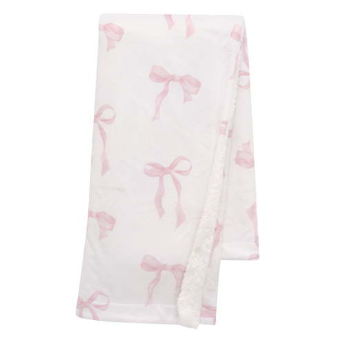 Lambs & Ivy Coquette Floral Pink Bows Aesthetic Warm Fleece Baby Blanket
