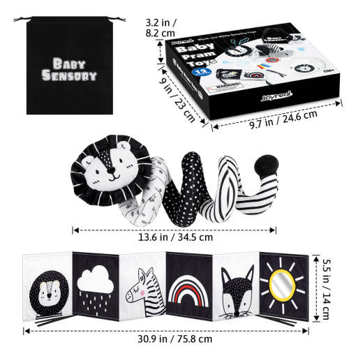 Black & White Sensory Set with Car Seat Mobile & Rattle – Joyreal