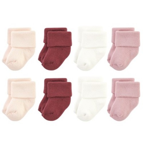 Hudson Baby Basics Infant Baby Cozy Terry Socks 8-Pack, Blush Blossoms, 0-6 Months