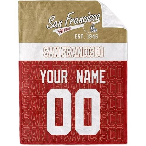 KREDE San Francisco Throw Blanket Custom Name and Number Baby Blanket for Baby Boy Girl Gifts