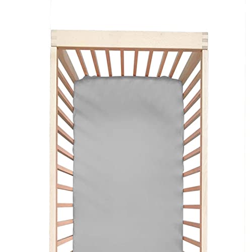 Cozysilk - 100% Silk Mini Crib Sheet Fitted for Pack N Play or Portable Playard, Soft Smooth Breathable for Baby Hair, Pack of 1 for Boys and Girls, 24 x 38 x 5, Grey