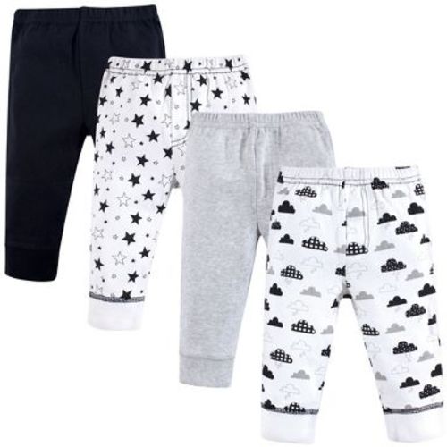 Hudson Baby Baby and Toddler Cotton Pants 4pk, Moon And Back, 0-3 Months