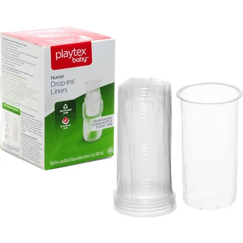 Playtex Baby Nurser Pre-Sterilized Disposable Drop-Ins Baby Bottle Liners, 4 Oz (100 Count), Anti-Colic, Gas Reduction, Easy to Clean, Closer to Breastfeeding, Perfect for Travel and On The Go