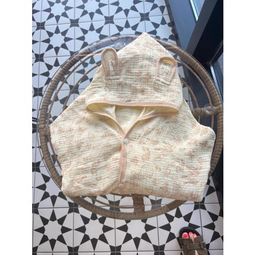 Organic Cotton Hooded Baby Towel – Muslin Bath Wrap with Ears