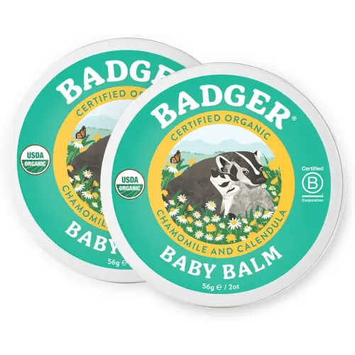 Badger - Baby Balm, Chamomile & Calendula, Certified Organic Baby Balm, Cradle Cap Balm for Babies, Baby Rash Balm, Baby Skin Care, 2 oz (2 Pack)