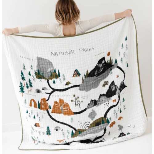 National Park Muslin Baby Blanket: Personalized Quilted Cotton Nursery Quilt  Newborn Gift Heirloom Gift