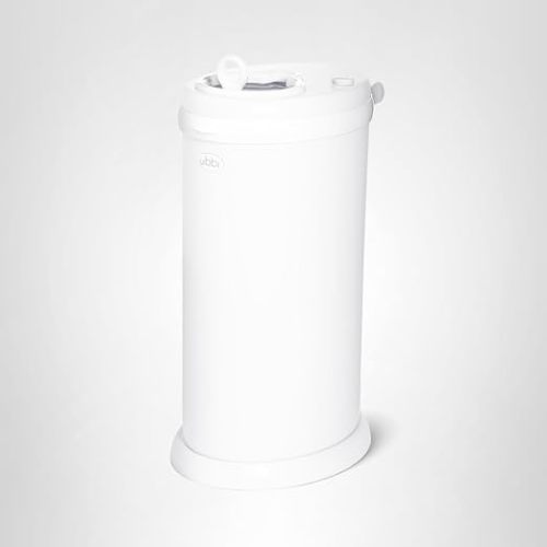 Ubbi Steel Diaper Pail, Odor Locking, No Special Bag Required, Award-Winning, Registry Must-Have, White