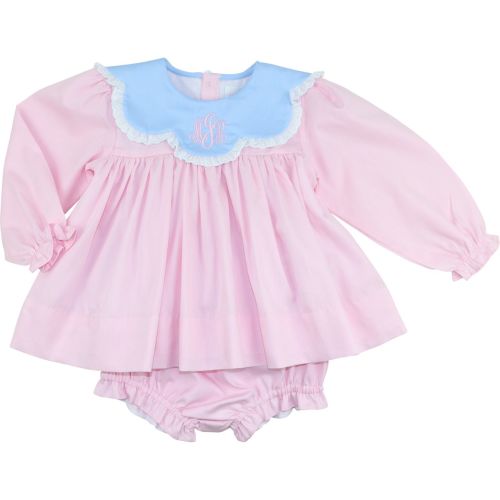Pink And Blue Scalloped Collar Diaper Set – Cecil & Lou
