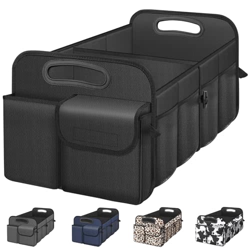 Femuar Car Trunk Organizer with Large Capacity Waterproof Car Accessories for Women & Men, Collapsible Trunk Organizer for Suv/Jeep/Sedan,Tools (Black, Standard)