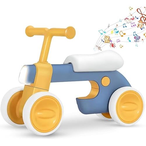 Henry & Colin Baby Balance Bike for Kids - No Pedal 4 Silence Wheels & Soft Seat First Bike, Toddler Walker for Boys & Girls, with Light, Music for 1-3 Year Olds (Blue)