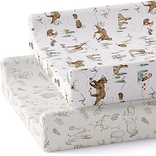 Amazon.com : Sorrel + Fern Changing Pad Cover 2-Pack (Magic Forest) - Premium Fitted Sheets - Buttery Soft Cotton Blend : Baby