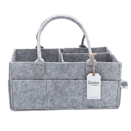 Parker Baby Diaper Caddy - Nursery Storage Bin and Car Organizer for Diapers and Baby Wipes - Large