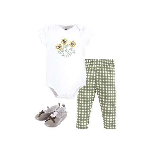 Hudson Baby Short Sleeve Bodysuit And Pant Set with Shoes, 0-18 Months