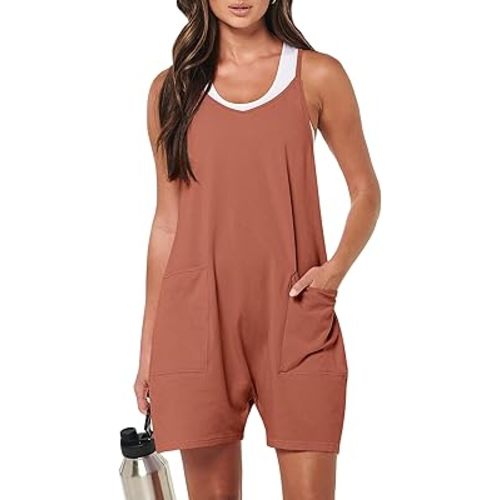 ANRABESS Womens Rompers Summer Casual Loose Sleeveless Overalls Spaghetti Strap Shorts Jumpsuit 2026 Beach Vacation Clothes