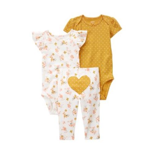 Baby Girls 3 Piece Heart Bodysuit and Pants Seet