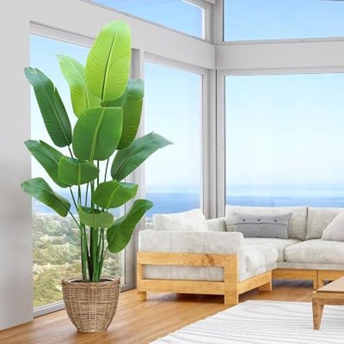 Bird of Paradise Plant Artificial 6ft,Faux Plants Indoor Tall with 12 Trunks - The Perfect Indoor Silk Floor Plant for Home Decor in Living Room, Office, and Bedroom (6FT Bird of Paradise)