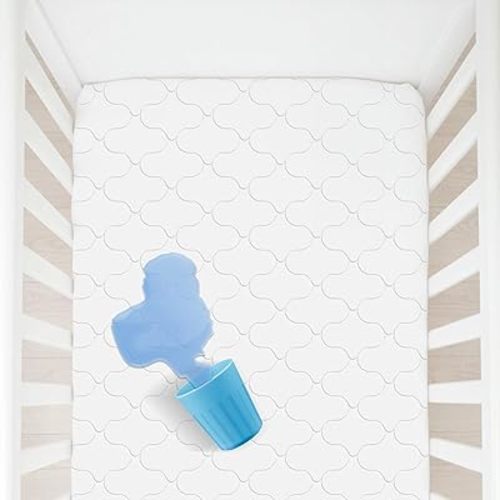 Waterproof Kids Mattress Protector Portable Crib Size 25" x 38" x 5" Inch. Quilted Mini Crib Small Crib Cover with Elastic Closure Baby and Toddler Accident Leak Proof Mattress Protector