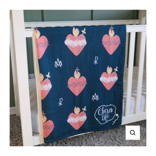 Immaculate and Sacred Heart Swaddle Blanket | Bamboo & Cotton
