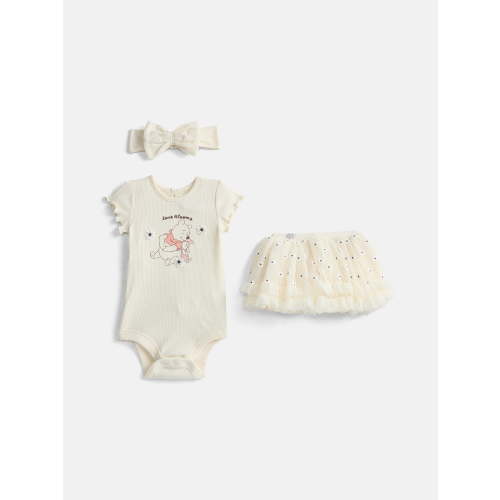 Winnie the Pooh Baby Girls Graphic Bodysuit and Skirt Set with Matching Headband, 3-Piece, Sizes 0/3M-24M