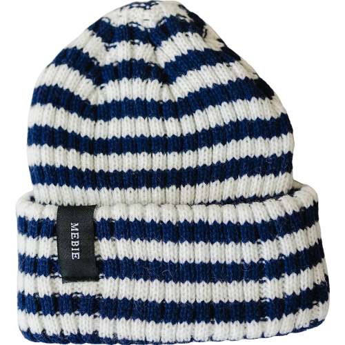 Navy & White Stripe Chunky Knit Beanie – Mebie Baby