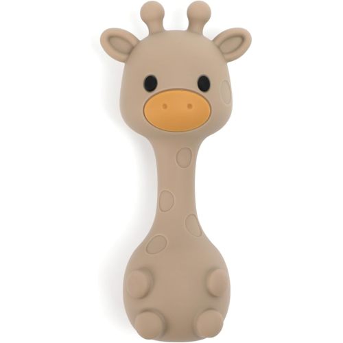 Silicone Little Giraffe Shaker Rattle Toy for Babies | Food Grade Silicone Teether | Easy to Grip | BPA Free (Sand)