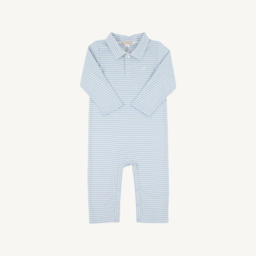 Long Sleeve Sir Proper's Romper - Beale Street Blue Stripe with Worth