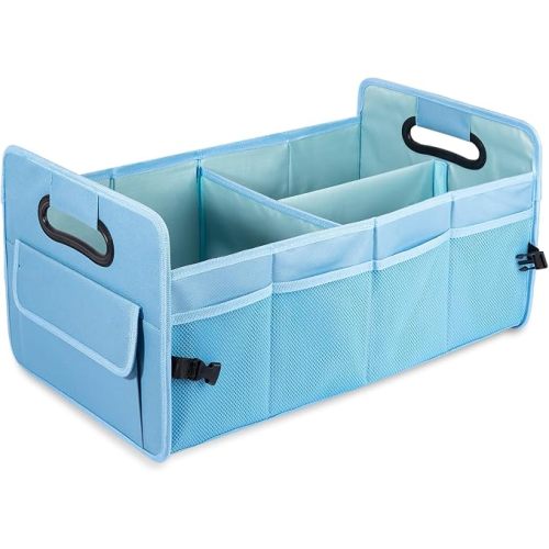 Car Trunk Organizer, Car Organizers and Storage Collapsible Multi Compartment Container Box, Adjustable Car Accessories for SUV Sedan Truck, Standard Size, Beige