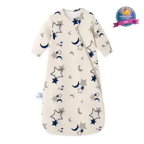 0-6M Warm Long Sleeve Sleep Sack 2.5 TOG - Organic Cotton & Camel Wool - Moonlit