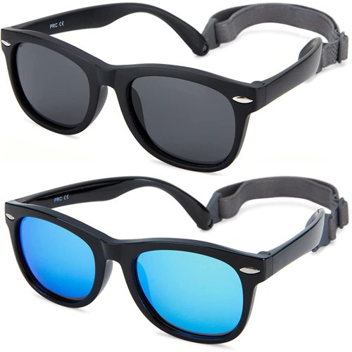 Hycredi Flexible Polarized Baby Sunglasses with Strap for Newborn Infant Boys Girls Age 0-24 Months，100% UV Protection