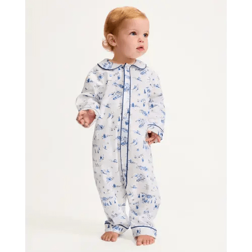 Petite Plume Baby's Twill Cambridge Romper in Chalet Toile (0/3 Months)