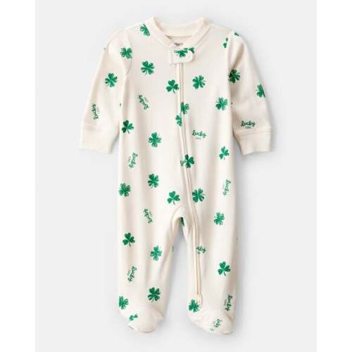 Baby St. Patrick's Day 100% Cotton Snug Fit 2-Way Zip Sleep & Play Pajamas - Ivory | Carter's