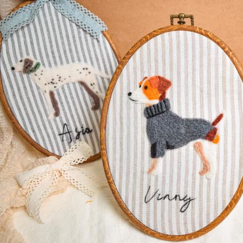 Personalized Needle Felted Dog Embroidery Hoop Art: Custom Pet Portrait