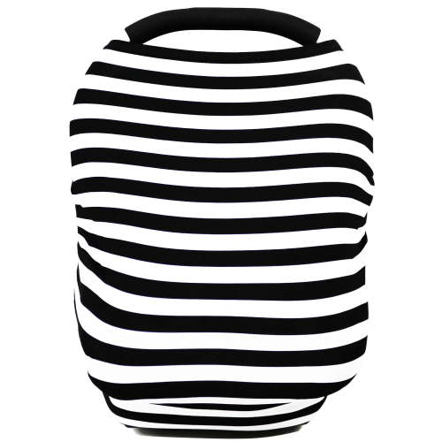 Car Seat Covers, Nursing Cover, and Stroller Cover for Sun - Stretchy Fabric, All-Season Use, Stylish Designs, Easy Access for Moms - Classicblack and white stripes