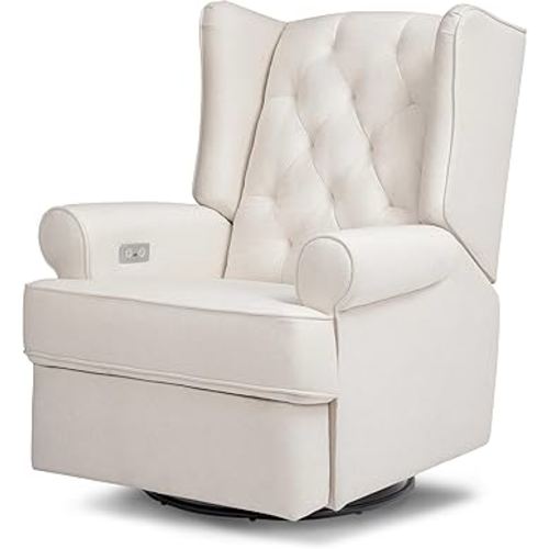 Namesake Harbour Electronic Recliner and Swivel Glider with USB Port in Performance Cream Eco-Weave, Water Repellent & Stain Resistant, Greenguard Gold & CertiPUR-US Certified