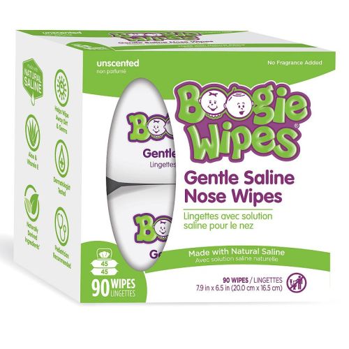 Boogie Brand Saline Nose Wipes Unscented 90 Ct