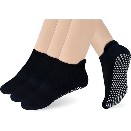 RATIVE Anti Slip Non Skid Barre Yoga Hospital Pilates Socks with Grips for Women Men