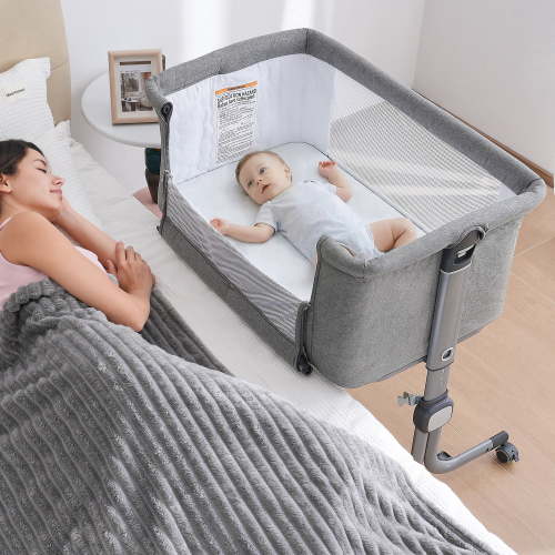 Anyask Baby Nest Bed, Waterproof Mattress Pad, Mesh Storage, 6 Adjustable Heights, for Co-Sleeping