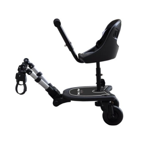 Englacha 2-in-1 Cozy X Rider, Black - Child Rider Stroller Attachment with Saddle Seat and Standing Platform - Universal Fit for Most Prams - Quick and Easy to Use - Designed for Safety - 2 Wheel Rider