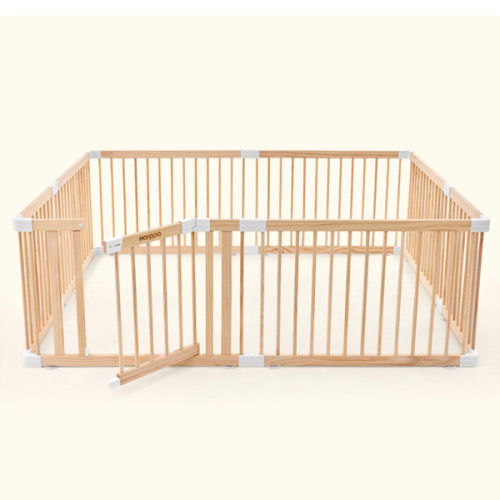 HARPPA Wooden Baby Gate Playpen | Non-Toxic Foldable DIY Adjustable Play Yard for Infants & Toddlers – Natural Finish Baby Fence for Small & Large Spaces