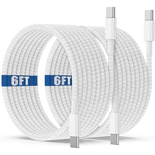 USB C to C Charging Cable 6ft, 60W Fast Type C to C Charger Cord Long for Apple iPhone 16/16 Pro Max/15 Plus/15 Pro Max, MacBook Pro 2021/2020/2019/2018, iPad 12.9/11 inch/Mini/Air 5/4,Samsung Galaxy