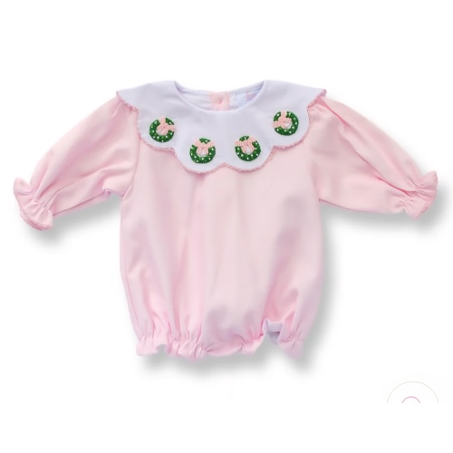 Girls French Knot Wreath & Corduroy Smocked Bubble